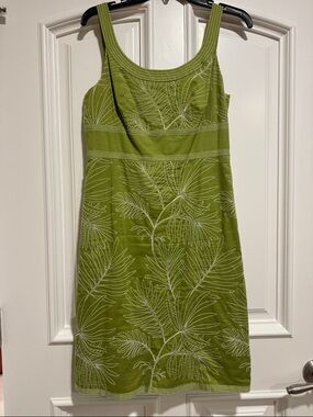 Ann Taylor Green Palm-Print Mini Dress